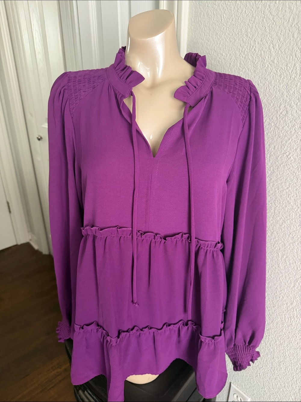Umgee Violet Ruffled Tiered Peasant Top